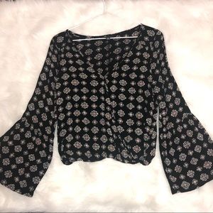 Bell sleeve crop top blouse